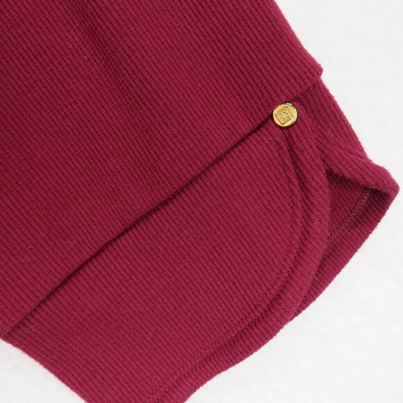 Liz Claiborne Shirt Womens XXL Burgundy Ribbed Curved Hem Gold Buttons Stretch - Picture 2 of 9